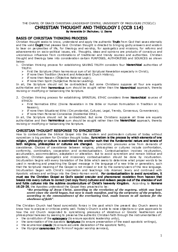 (DOC) CHRISTIAN THOUGHT CCB 114