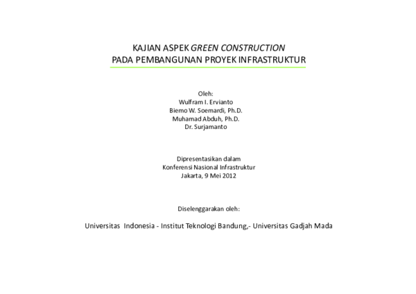 (PDF) Kajian aspek green construction pada pembangunan proyek infrastruktur