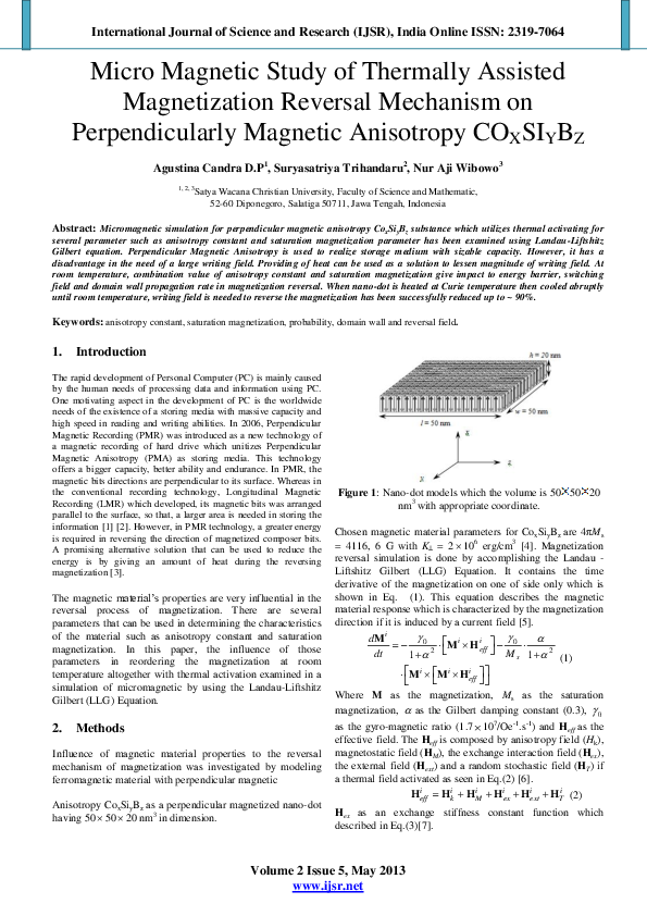 (PDF) Micro Magnetic Study of Thermally Assisted Magnetization Reversal ...