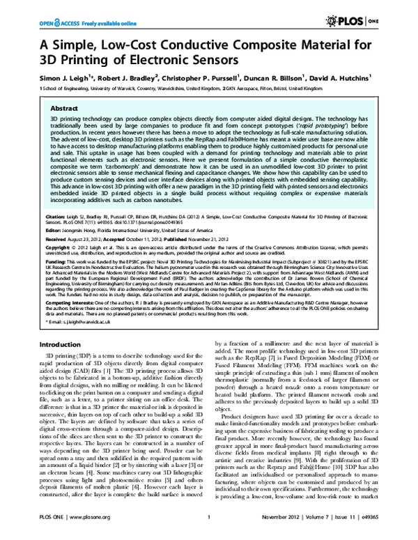 (PDF) A Simple, Low-Cost Conductive Composite Material for 3D Printing ...