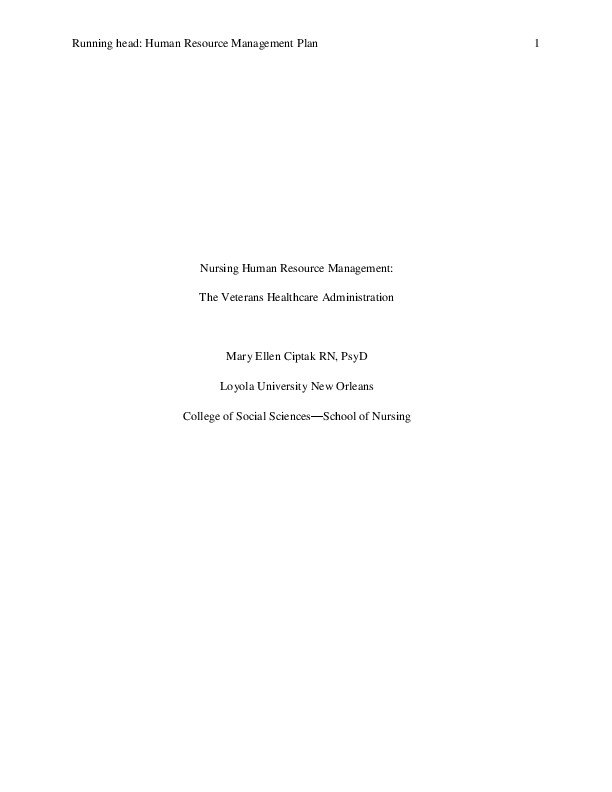 (DOC) SWOT Analysis Human Resources, Veterans Administration Mary Ellen Ciptak Academia.edu