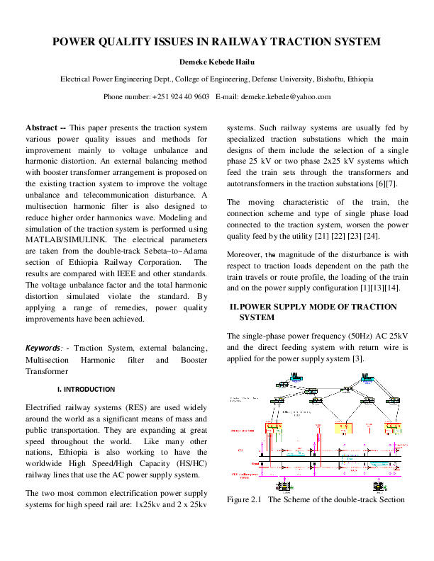 (PDF) Power Quality issues in Railway Traction System