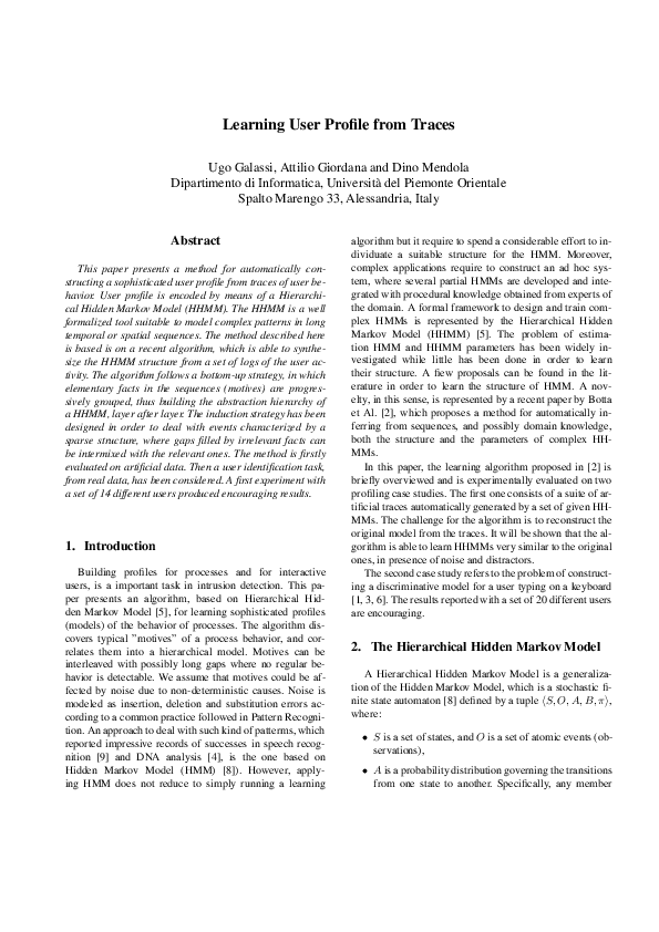 (PDF) Learning User Profile from Traces