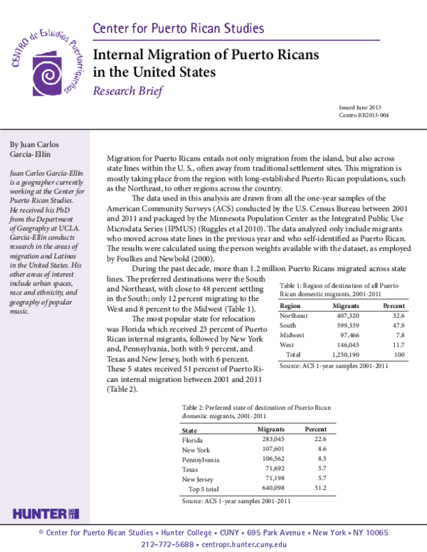 (PDF) Internal Migration of Puerto Ricans in the United States.