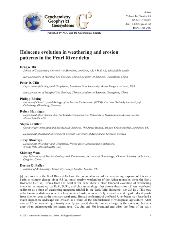 (PDF) Holocene evolution in weathering and erosion patterns in the ...