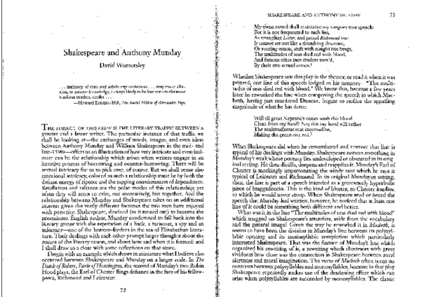 (PDF) Shakespeare and Anthony Munday