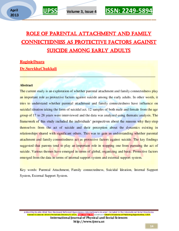 (PDF) Role of Parental Attachment and Family Connectedness as ...