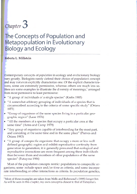 (PDF) The Concepts of Population and Metapopulation in Evolutionary ...