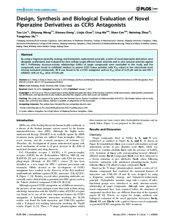 (PDF) Design Synthesis and Biological Evaluation of Novel plos