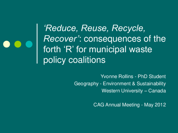 (PPT) Reduce, Re-use, Recycle, Recover: Consequences of the ‘fourth R ...
