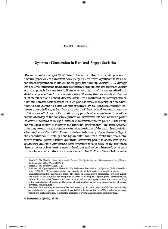Systems of Succession in Rus' and Steppe Societies