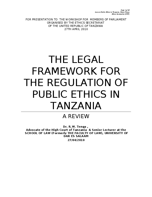 (DOC) Tenga, Ringo W. 'The Legal Framework for Regulation of Public