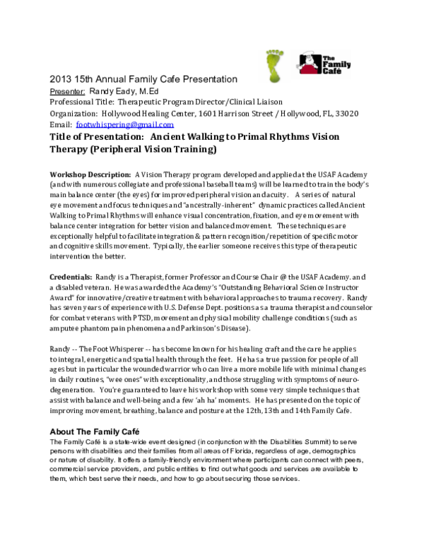 (PDF) Ancient Walking to Primal Rhythms Vision Therapy (Peripheral