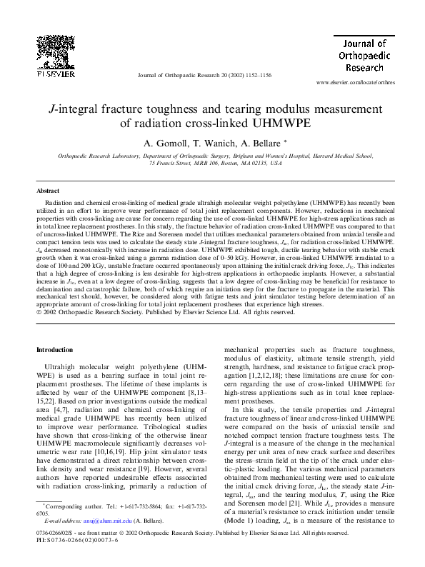 (PDF) J-integral fracture toughness and tearing modulus measurement of ...