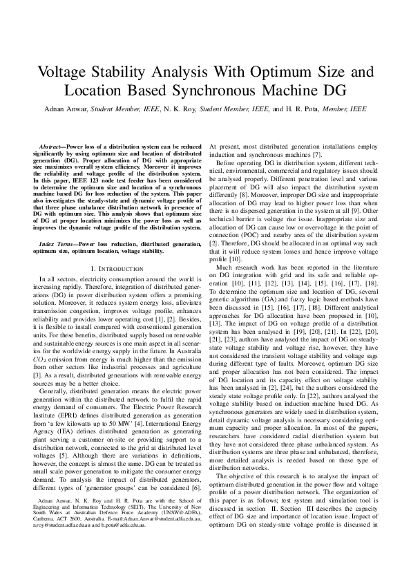 (PDF) Voltage Stability Analysis With Optimum Size and Location Based ...