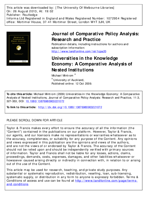 (PDF) Universities in the Knowledge Economy: A Comparative Analysis of ...