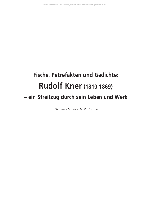 Fische, Petrefakten und Gedichte: Rudolf Kner (1810-1869) - ein Streifzug durch sein Leben und Werk