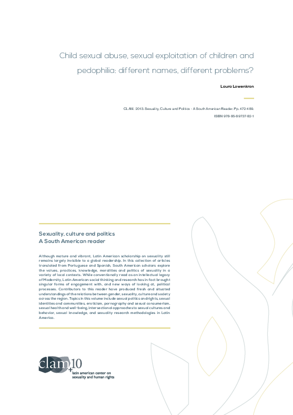 (PDF) Child sexual abuse, sexual exploitation of children, and ...