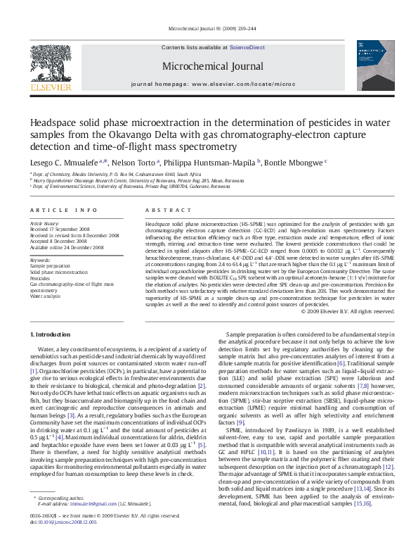 (PDF) Headspace solid phase microextraction in the determination of ...