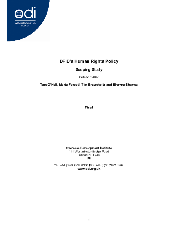 (PDF) DFID's Human Rights Policy: A Scoping Study
