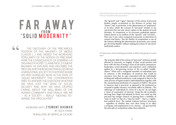 (PDF) Far Away From Solid Modernity - Interview with Zygmunt Bauman