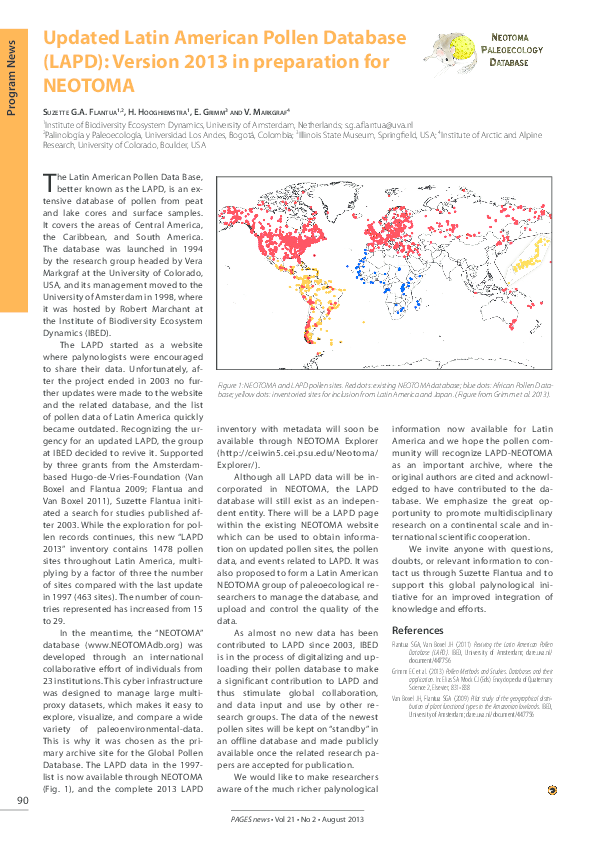 (PDF) Updated Latin American Pollen Database (LAPD): Version 2013 in ...