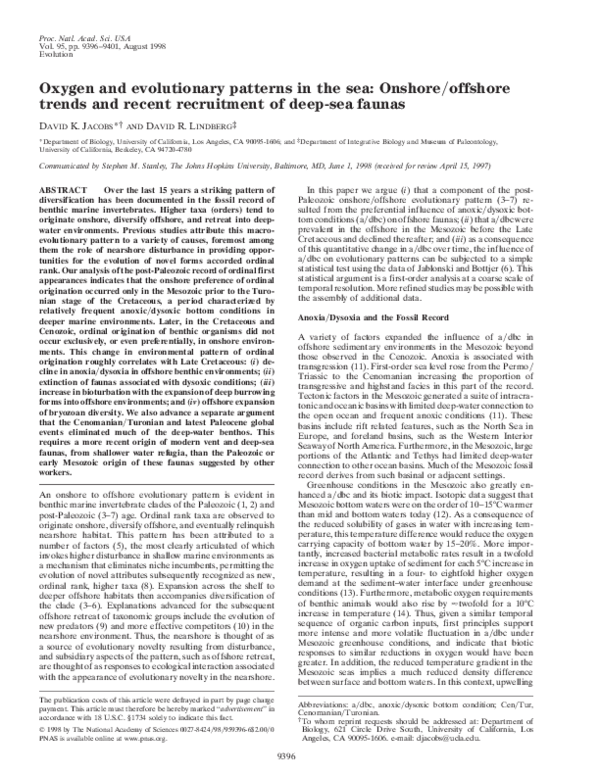 (PDF) Evolution Oxygen and evolutionary patterns in the sea ...