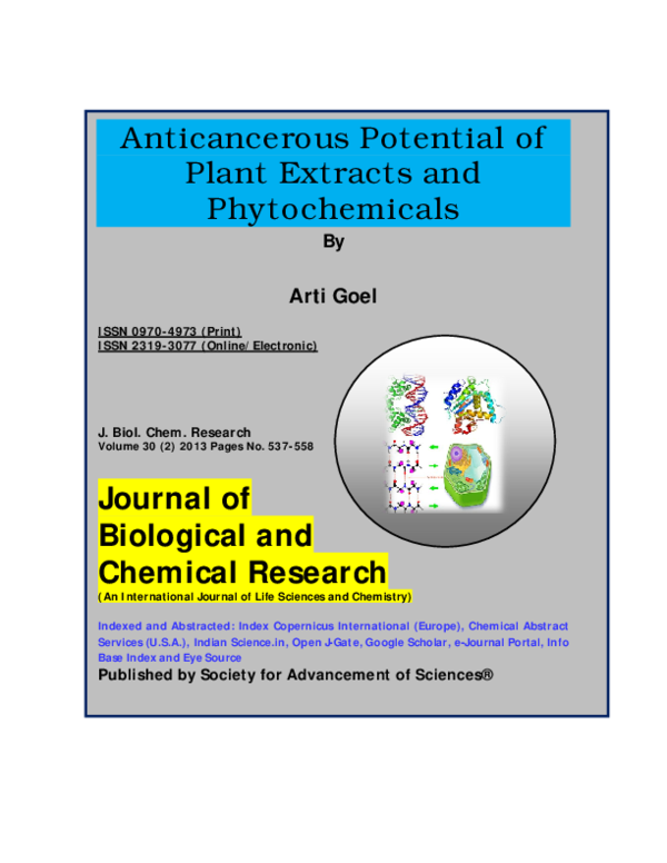 (PDF) Anticancerous Potential of Plant Extracts and Phytochemicals