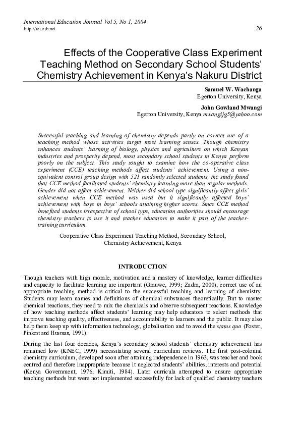 (PDF) Effects of the Cooperative Class Experiment Teaching Method on ...