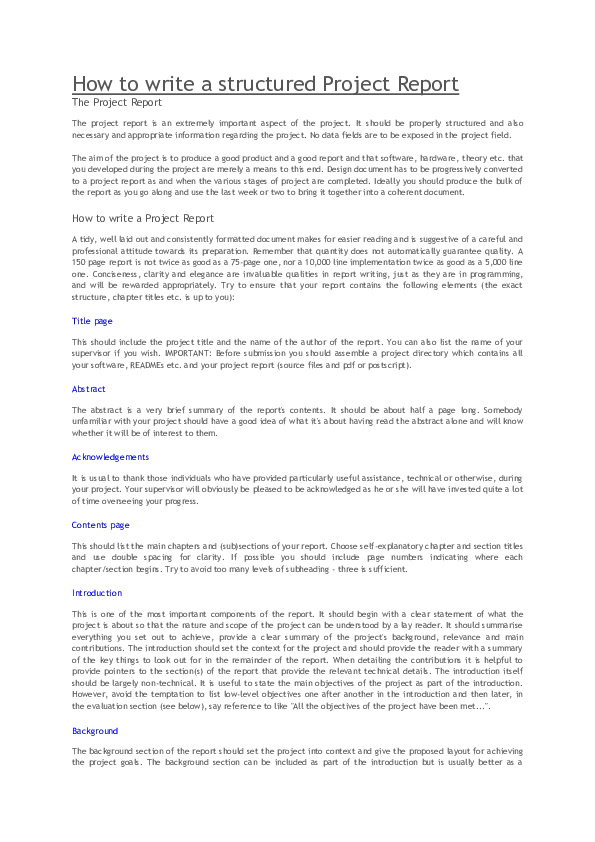 (DOC) FORMAT OF REPORT
