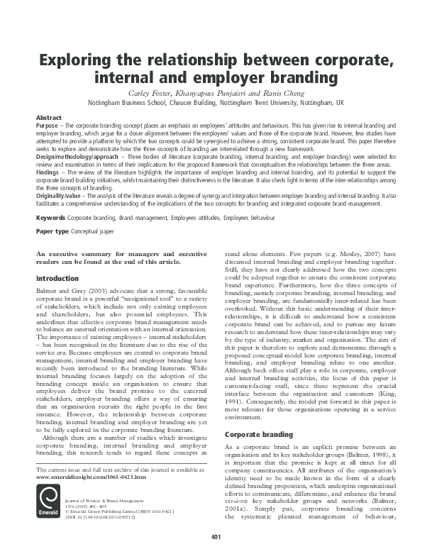(PDF) Exploring the relationship between corporate internal and ...