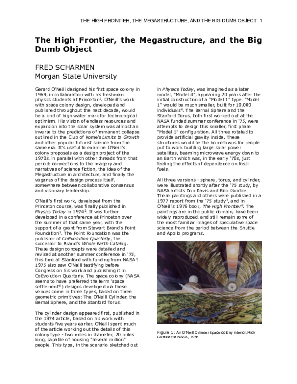 (PDF) The High Frontier, the Megastructure, and the Big Dumb Object
