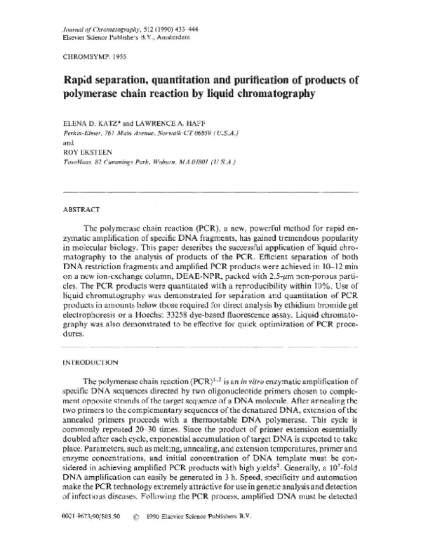(PDF) Rapid separation, quantitation, and purification of products of ...