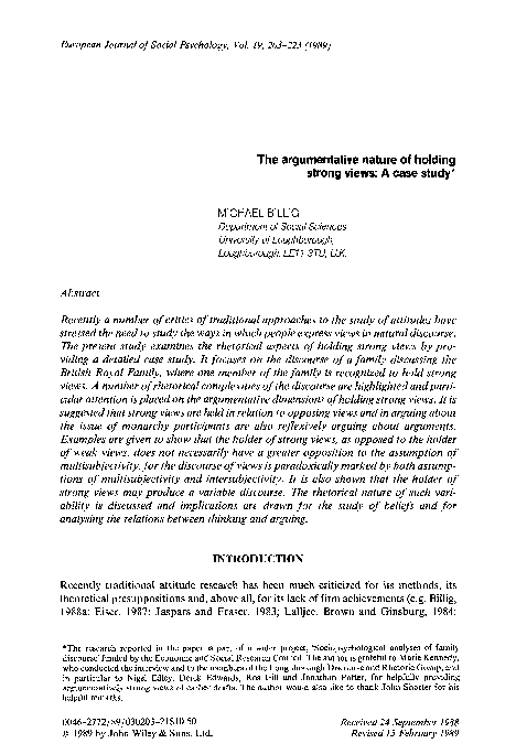 (PDF) The argumentative nature of holding strong views: a case study