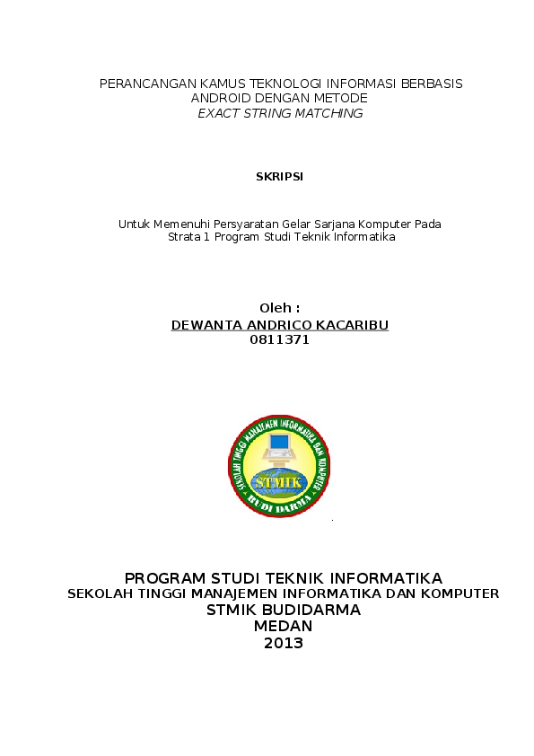 Doc Cover Skripsi Stmik Budidarma De Rico Academia Edu