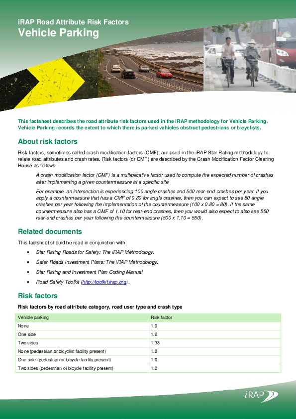 (PDF) iRAP Road Attribute Risk Factors: Vehicle Parking