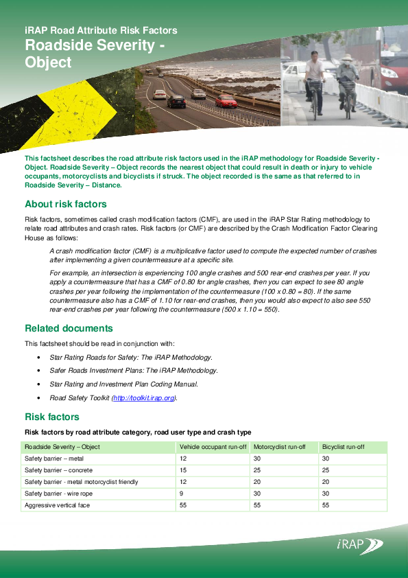 (PDF) iRAP Road Attribute Risk Factors: Roadside Severity Object