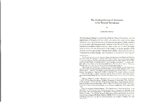  PDF The In Significance Of Jerusalem In The Talmud Yerushalmi 