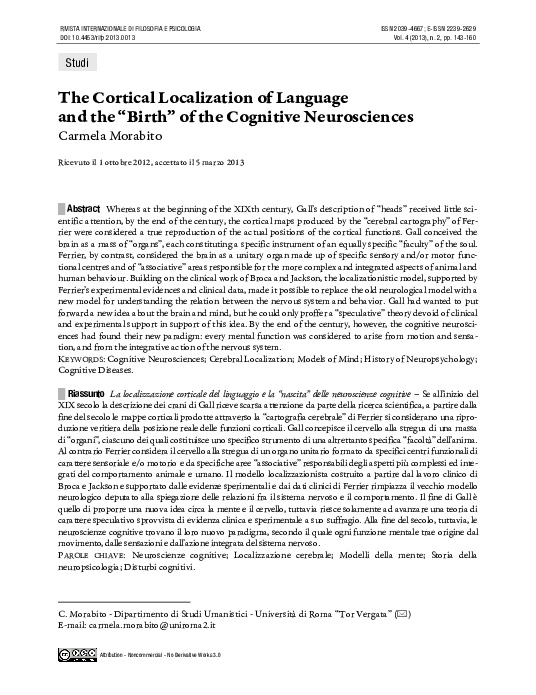 (PDF) The Cortical Localization of Language and the “Birth” of the ...