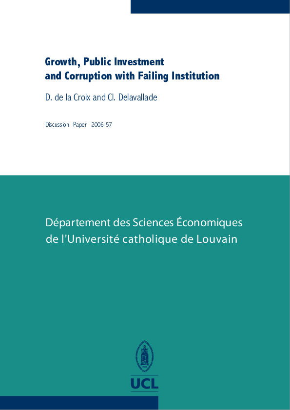 (PDF) Growth, public investment and corruption with failing institutions