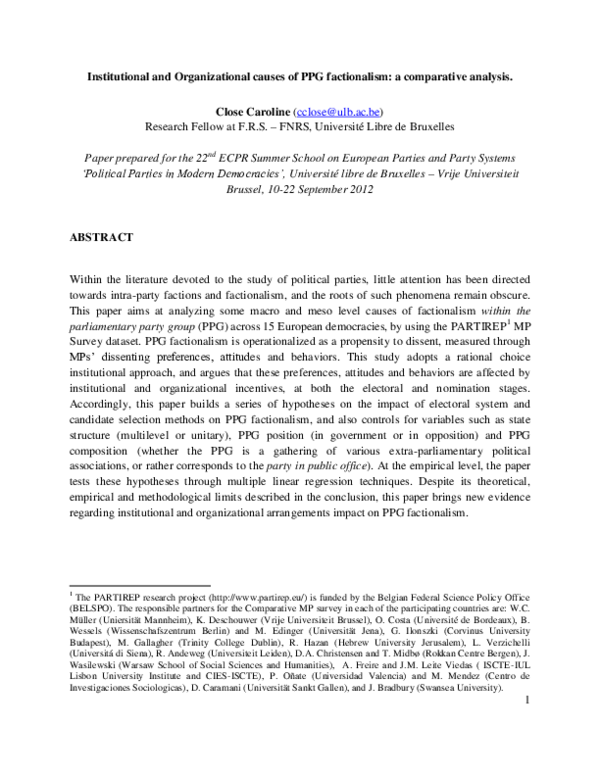(PDF) Institutional and organizational causes of PPG factionalism: a ...