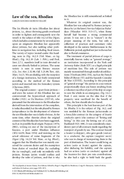 (PDF) Lex Rhodia (Encyclopedia of Ancient History)