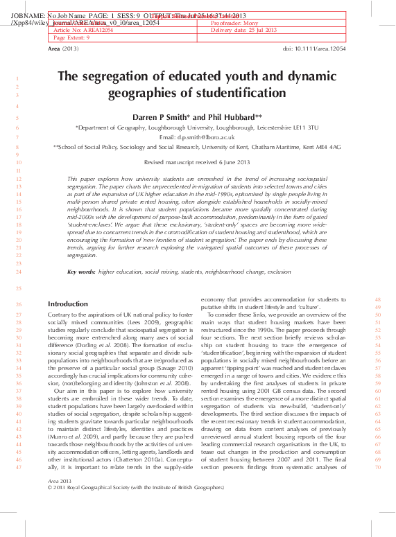 (PDF) The segregation of educated youth and dynamic geographies of ...