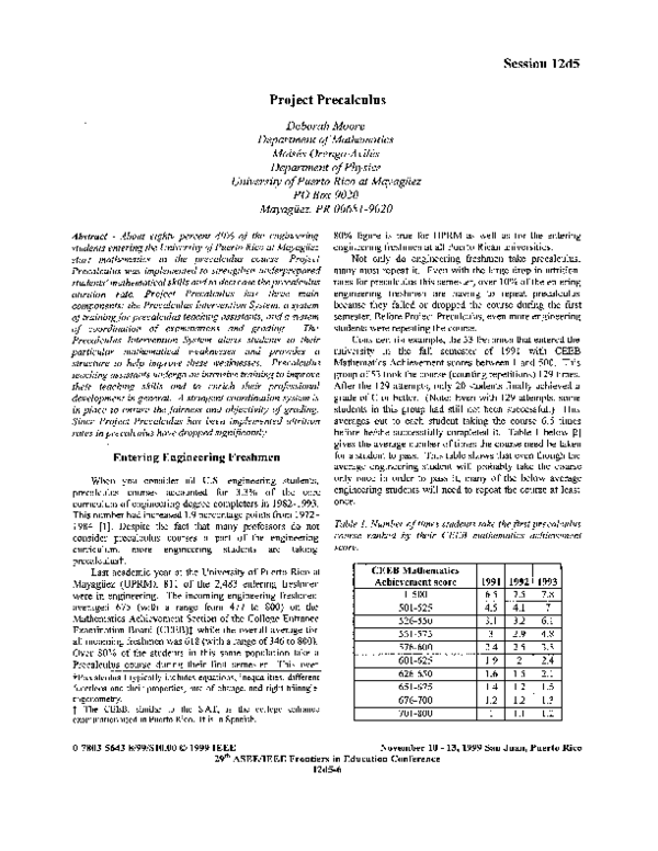 (PDF) Project Precalculus