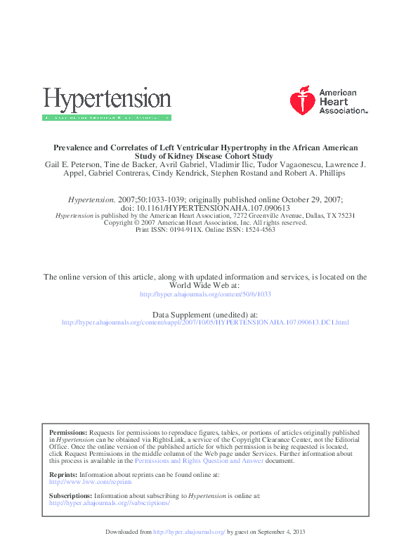 (PDF) Prevalence and Correlates of Left Ventricular Hypertrophy in the ...