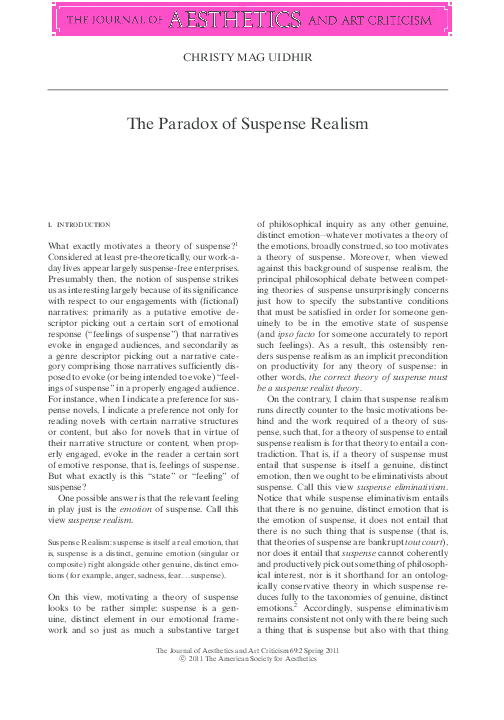 (PDF) The Paradox of Suspense Realism