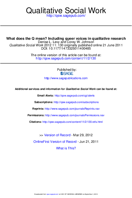 (PDF) What does the Q mean? Including queer voices in qualitative research