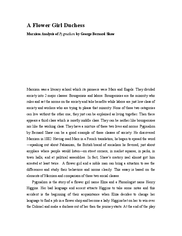 Pygmalion theme essay picture