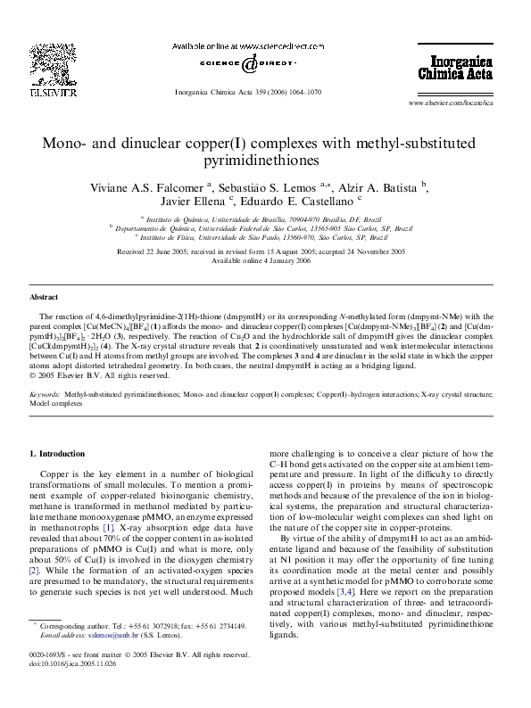 (PDF) Mono and dinuclear copper(I) complexes with methyl-substituted ...