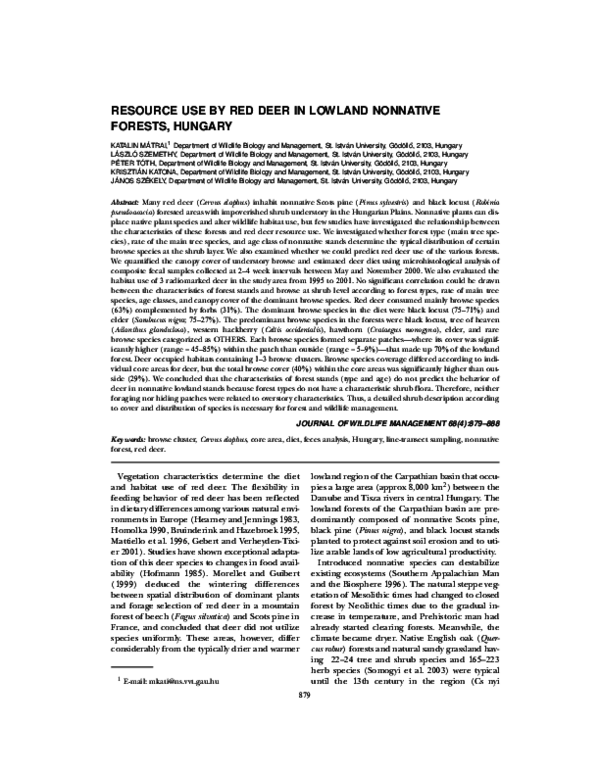 (PDF) RESOURCE USE BY RED DEER IN LOWLAND NONNATIVE Forests JWM